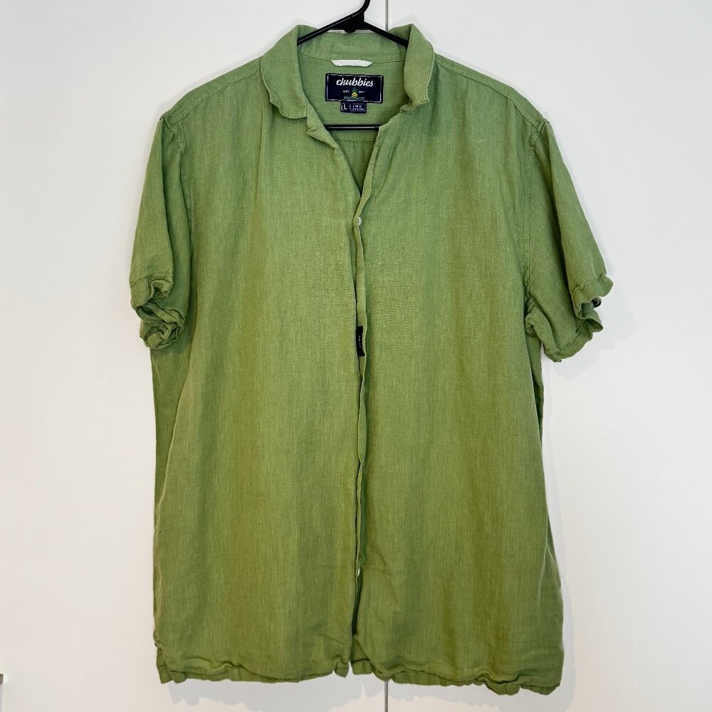 Chubbies Short Sleeve Button Down, Large, Green - image 1
